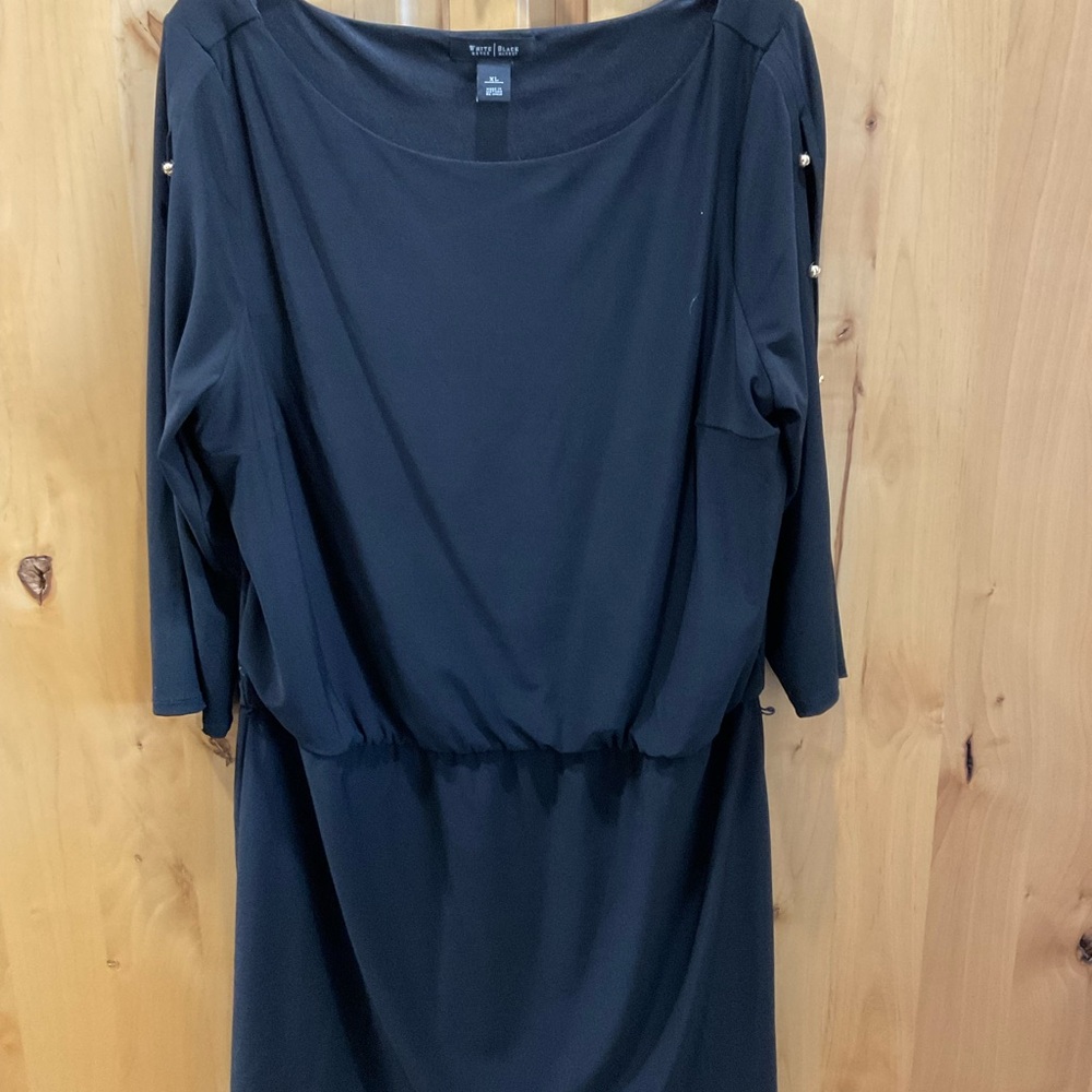 White House Black Market Blue Sheath Dress with Cowl Neck and Dolman Sleeves